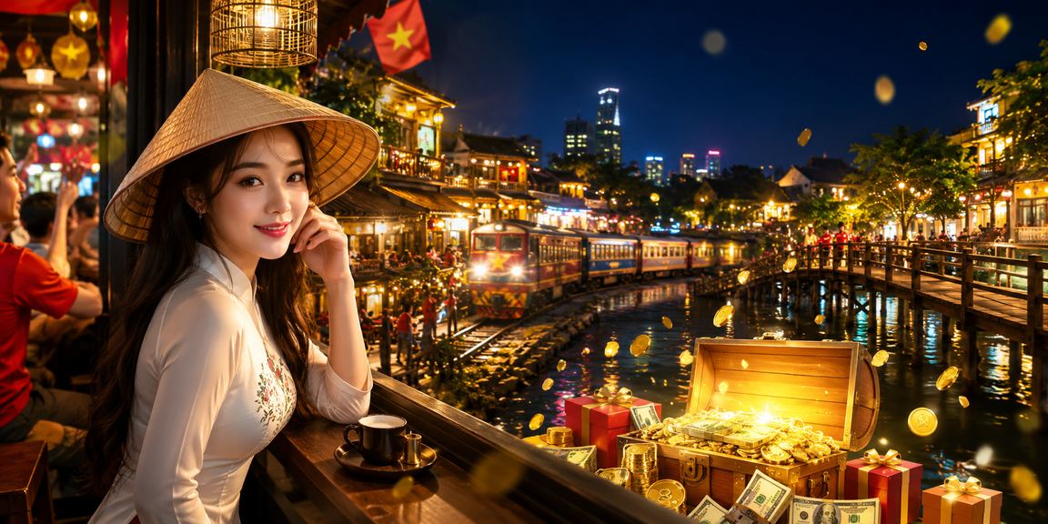 Người dùng Hà Nội với nón lá truyền thống trải nghiệm trò chơi trực tuyến