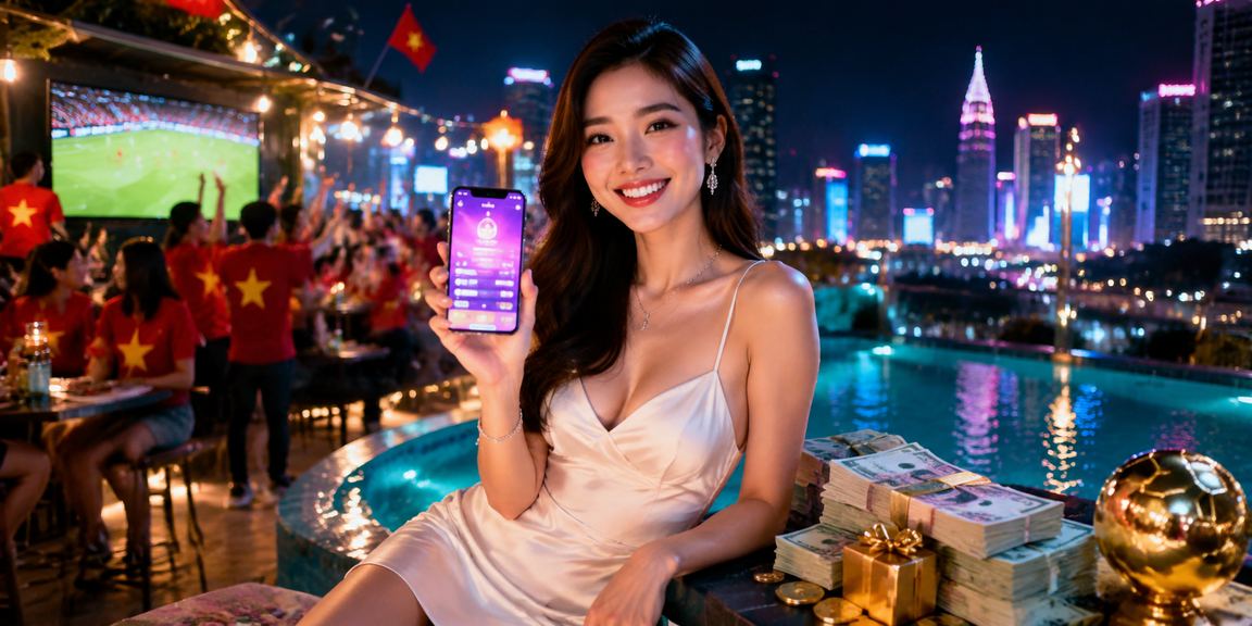 Cảnh đêm Hồ Chí Minh rực rỡ ánh đèn neon, biểu tượng giải trí trực tuyến sôi động