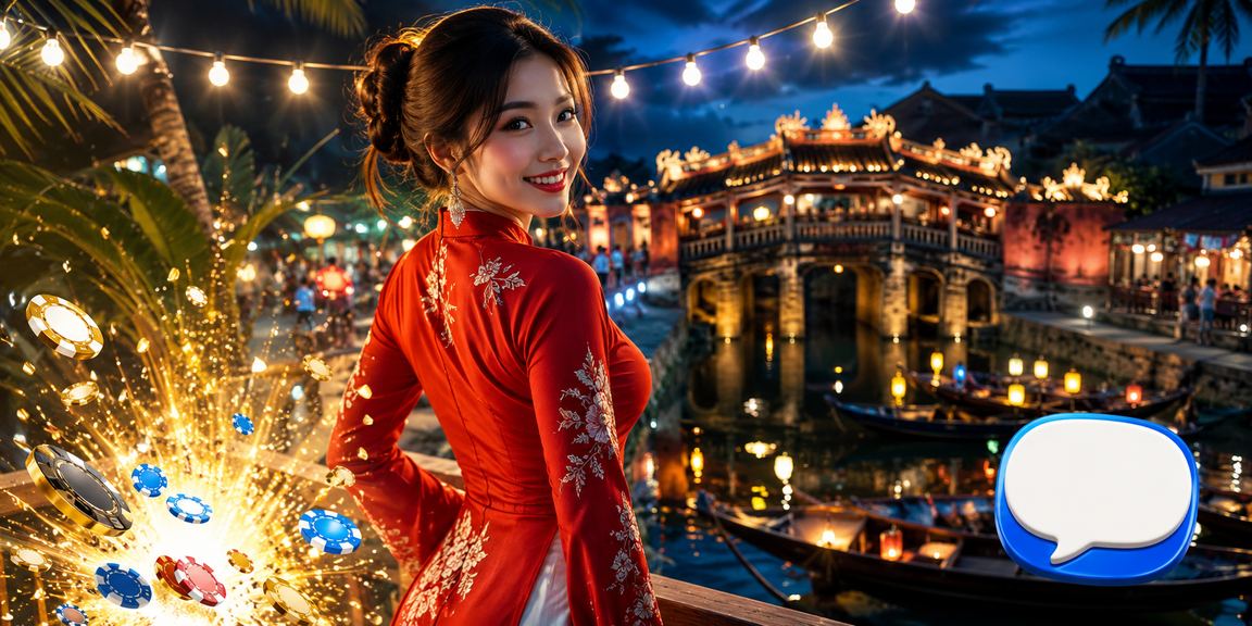 Người chơi VIP trong trang phục áo dài tại khu giải trí casino Hội An sang trọng